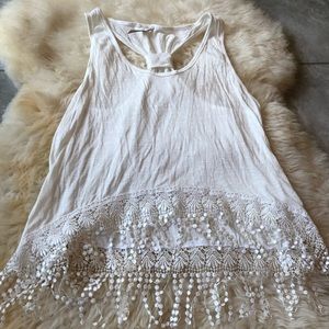 Super soft white tank top with lace